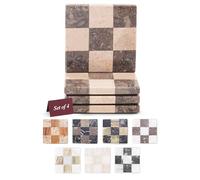EarthenTones Oceanic & Verona Marble Coasters Set of 4 - 4" Checker Coasters for Drink, Handmade Kitchen Decor, Decorative Home Accessories, Modern Coaster Plates for Home Décor
