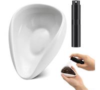 Earthenware Coffee Dosing Cup, and Spray Bottle Set, with Non-Slip Base, 25g Measuring Tray, for Camping and Home Brewing, Black(white)