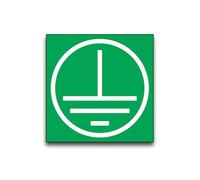 Earthing Electrical Labels - 19mm x 19mm Square - Price per Pack of 100 Green Earth Symbol Labels (P/NO. 7827354AMZ)