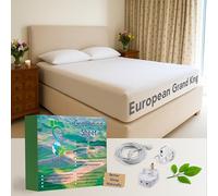 Earthing Grounding Fitted European Super King Size Sheet 180 x 200 x 25cm - Cream - 95% Cotton & 5% Soft Silver Conductive Thread for Healing and Better Sleep, c/w 5m cable and European grounding plug