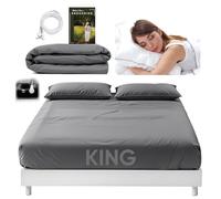 Earthing Grounding Sheets King Size (Grey) - 400 Thread Count Soft Earthing Grounding Sheet w/Cotton, & Silver Fiber- Earthing Sheets Grounding with Reinforced Grounding Cord for Conductivity