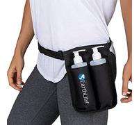 EARTHLITE Massage Oil & Lotion Holster - Double Kit with 2 Refillable Bottles & Adjustable Strap for Professionals & Adults (Unscented, Black)