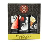 Earthly Body Edible Massage Oil Gift Set - Three 2 fl. oz. Bottles - Watermelon, Strawberry & Vanilla Flavors - Hemp Seed, Almond, Grapeseed, Apricot & Vitamin E Oil - Vegan & Cruelty Free