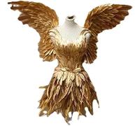 Earthradius Gorgeous Gold Feather Fairy Wings Costume for a Luxurious Show Outfit at Carnivals and Festivals (gold)