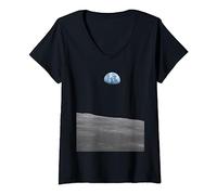 Earthrise Earth Rise from the Moon Photo Print V-Neck T-Shirt