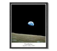 Earthrise Photo Framed Space Wall Art Ready Framed Space Print / Space Posters Earth Rise Photo Astronomy Decor Bedroom Wall Art & Space Posters for Walls Astrophysics Decor Earth Gifts (11 x 14)
