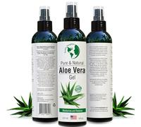 Earth's Daughter Organic Aloe Vera Gel from 100% Pure and Natural Cold Pressed Aloe - Great for Face - Hair - Acne - Sunburn - Bug Bites - Rashes - Eczema - 8 Oz.