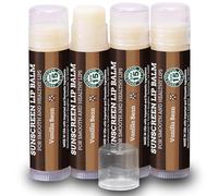 Earth's Daughter SPF Lip Balm Pack of 4 - Lip Sunscreen, SPF 15, Organic Ingredients, Vanilla Flavor, Beeswax, Coconut Oil, Vitamin E - Hypoallergenic, Paraben Free, Gluten Free