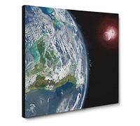 Earths View of the Sun & Moon Canvas Print | Gallery Wrapped 30mm Frame Wall Art | 14x14 inches | Ready to Hang | Abstract Space Picture | Living Room Bedroom Lounge Office