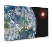 Earths View of the Sun & Moon Canvas Print | Gallery Wrapped 30mm Frame Wall Art | 30x20 inches | Ready to Hang | Abstract Space Picture | Living Room Bedroom Lounge Office
