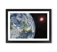 Earths View of The Sun & Moon in Abstract Framed Print | A2 Black Framed Wall Art | Ready to Hang | Abstract Space Picture | Living Room Bedroom Lounge Office