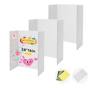EARTHSON 3 Pack Trifold Presentation Board, 24" x 16" Portable Poster Board, White Corrugated Display Board for School, Business Projects, Event Displays, Science Fairs