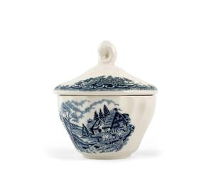 Earthware The Brooke Blue Sugar Bowl 0.2 Liters White Churchill