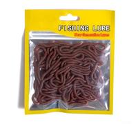 Earthworm Soft Baits 50pcs Fishing Lures with Crankbait Hooks Red Plastic Pull Resistance Realistic Design High Hit Rate 4cm 8cm for Various Fish and Anglers(8CM)