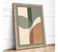Earthy Abstract Forms Minimalist Framed Wall Art Print A2 (59.4×42cm) Oak, Wall Decor for Living Room, Bedroom, Office & Home, Ready to Hang, Art Gift
