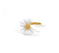 eartif Adjustable Rings For Women Cute Birth Flower Daisy Flower Anxiety Fidget Ring Two Tone Rings For Women Festival Holiday Daily Accessory, Metal, No Gemstone