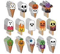 Eartim Summer Ice Cream Bookmark - 98Pcs Cartoon Little Boo Ghost Pumpkin Ice Cream Pattern Bookmark for Kid Summer Holloween Party Gift Birthday Goodie Bag Filler School Game Prize Reading Lover Gift