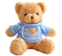 EARTNDP Teddy Bear Plush 30cm Cuddly Soft Toys Brown Teddy Bear Stuffed Animals Cute Small Soft Toys Stuffed Blue T-shirt Bear for Kids Toddlers Girlfriend Gifts Valentines Day Birthday Baby Shower