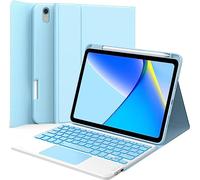 Earto iPad a16 case keyboard for iPad (A16) 11th Generation/10th Generation 10.9" 2022, Stain-Resistant Surface, Dual-Device Connection, 7 Color Backlit, Detachable Keyboard, Light Sky Blue