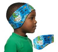 Earvolution Ear Band-It Ultra Premium Swimming Headband - Invented by Ear, Nose, and Throat Physician - Anti-Slip Neoprene Keeps Water Out, Holds Earplugs in - Medium Dino Swim Headband