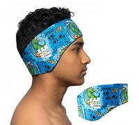 Earvolution Ear Band-It Ultra Swimming Headband, American Brand, Doctor-Invented - Sensory-Friendly- Anti-Slip Grip &Thick Neoprene for Max Protection/Comfort, Holds Earplugs in, (Dino, Small)