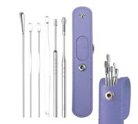 Earwax Cleaner Kit - Metal Earpick Tools, Portable Cleaning Set | Safe Wax Extraction Device, Precision Ear Canal Scraper System, Hygienic Remover Kit with Case for Kids, Seniors