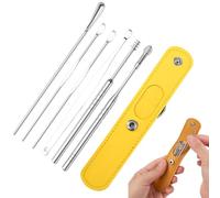 Earwax Cleaner Kit - Metal Earpick Tools, Portable Cleaning Set | Safe Wax Extraction Device, Precision Ear Canal Scraper System, Hygienic Remover Kit with Case for Kids, Seniors