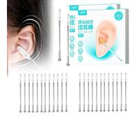 Earwax Removal Adhesive Swabs, Reusable Sticky Ear Wax Removal Tool for Kids and Adults, Double-Headed Cleaning Sticks with Dust Cover Case, S and L Sizes for Daily Ear Hygiene Care (L 48Pcs)