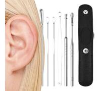 Earwax Removal Kit - 6 Pcs Ear Cleaning Tool Set, Professional Ear Cleaning Master, Stainless Steel Earwax Cleaner with Pu Storage Bag | Professional Tool for Family, Friends, Adults, and Kid