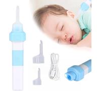 Earwax Remover - Ear Cleaner, Earwax Remover Suction Cup, Safe and Soft Ear Cleaner with 2 Washable Replacement Heads and USB Charging Cable, Suitable for Children and Adults Ear Cleaning