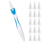 Earwax Remover Q Grips Ear Wax Cleaners Soft Spiral Ear Cleaning Tool with 16 Replacement Heads, Blue