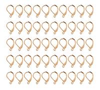 Earwire French Hook, 50PCS Brass Lever Back Earring Round French Hook Ear Wire with Open Loop Clasp Earrings for DIY Jewelry (KC Gold)