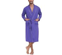 EA'S SECRET Mens Dressing Gown Soft 100% Cotton Bathrobe with Pockets and Belt Summer Lightweight Kimono Bathrobe Nightwear(Purple,2XL)