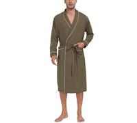EA'S SECRET Mens Dressing Gown Soft 100% Cotton Bathrobe with Pockets and Belt Summer Lightweight Kimono Bathrobe Nightwear(Olive Green+,XL)