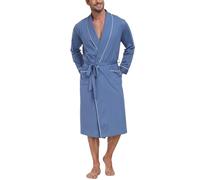 EA'S SECRET Mens Dressing Gown Soft 100% Cotton Bathrobe with Pockets and Belt Summer Lightweight Kimono Bathrobe Nightwear(Blue,M)