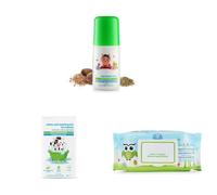 Eas.y Tummy Roll On for Colic & Gas Relief with Hing & Fennel Oil 40ml & Milky Soft Bathing Bar - 75g x 2 & India's First Organic Bamboo Based Baby Wipes (Pack of 1)
