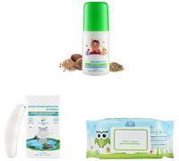 Eas.y Tummy Roll On for Colic & Gas Relief with Hing & Fennel Oil 40ml & Moisturizing Baby Bathing Soap Bar & India's First Organic Bamboo Based Baby Wipes (Pack of 1)