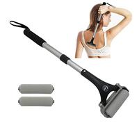 Easace Back Lotion Applicator for Men and Women, Interchangeable Roller Head for Foam, Adjustable Angle Head, Extendable Long Handle, Body Moisturiser (Silver)