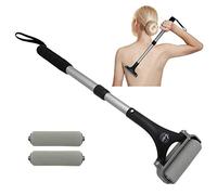 EASACE Lotion Applicator for Back & Body, Long Handle 21.5inch Adjustable Lotion Roller with 2 Replacement Roller for Back self(Silver)