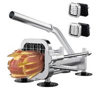 EASCANDY Chips Cutter, Stainless Steel Potato Chipper Machine, Heavy Duty Chip Maker for Homemade and Commercial, 1/2&3/8 Inch Blade