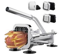 EASCANDY Chips Cutter, Stainless Steel Potato Chipper Machine, Heavy Duty Chip Maker for Homemade and Commercial, 1/2&1/4&3/8 Inch Blade