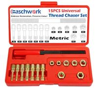 easchwork 15 Piece Metric Thread Chaser Set Master Thread Rethreading Kit Universal M6 M8 M10 M12 Sizes Thread Restorer with Case