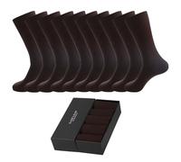 EASE LEAP 10 Pairs Mens Dress Socks Comfortable Cotton Crew Sock Calf High Breathable Formal Socks with Gift Box, Size 12-15 (Brown)