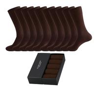 EASE LEAP 10 Pairs Mens Dress Socks Comfortable Cotton Ribbed Sock Calf High Breathable Long Formal Socks with Gift Box Size 12-15 (Brown)