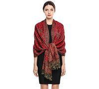 EASE LEAP Women Pashmina Scarves Oversized Silky Winter Scarf Reversible Paisley Shawl for Ladies Blanket Large Wraps 78.5"X27.5"/(1-Red)