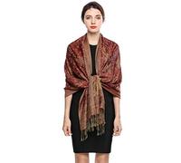 EASE LEAP Women Pashmina Scarves Winter Scarf Reversible Paisley Shawl for Ladies Blanket Large Wraps 78.5"X27.5"/(6-Camel red)