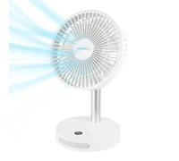 EASEBREEZ Personal Desk Fan, Cools Quickly, Quiet and Powerful Adjustable Tilt, Small lightweight USB Fan, Perfect Portable with Night Light, 5 Speed Settings, White