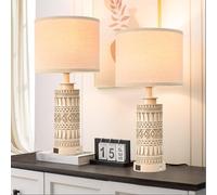 Easebri 23IN Table Lamps for Living Room Set of 2 End Table Lamps Touch Control Table Lamp Dimmable Bedside Lamps USB C Ports Farmhouse Bedroom Lamp for Nightstand, Bulbs Included
