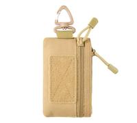 Easecos Tactical EDC Keychain Pouch, Nylon Storage Bag Small EDC Organizer Pocket with Plastic Hook for Keys, Credit Cards, Earbuds, Coins, Small Tools (Tan)