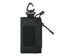 Easecos Tactical EDC Keychain Pouch, Nylon Storage Bag Small EDC Organizer Pocket with Plastic Hook for Keys, Credit Cards, Earbuds, Coins, Small Tools (Black)